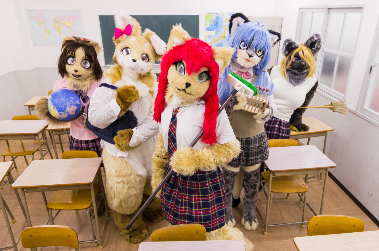 Fluffy schoolgirls in Japan.